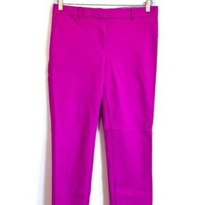 Ann Taylor Women's 6P Eva Cropped Pants Trousers Pink Slim Fit Chic Faux Pockets
